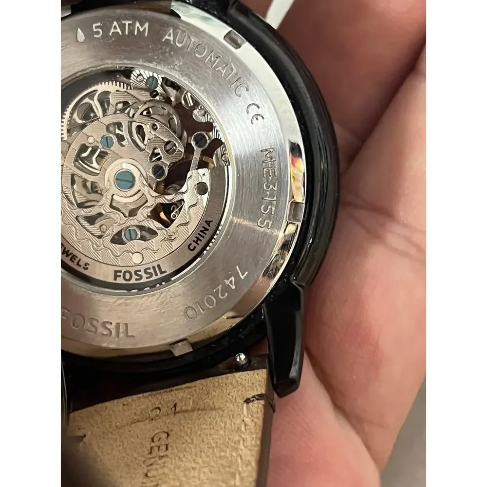Fossil Men's Townsman Automatic Skeleton Dial Black Steel Watch ME3155
